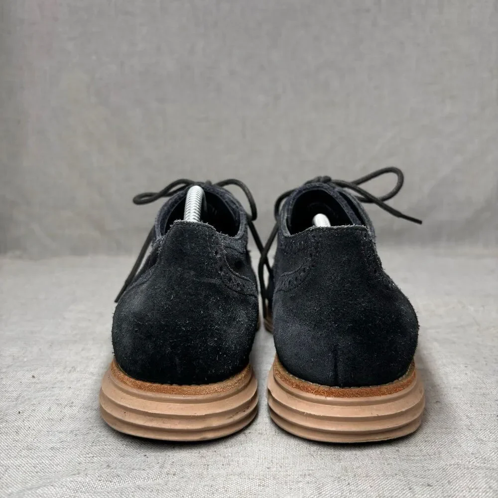 Cole Haan Lunargrand Wingtip Oxford Black Suede Lace Up Derby Classic Men’s 11‎